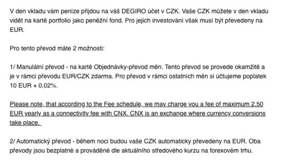 Vklad Kč k Degiro