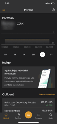 Úvodní obrazovka aplikace Patria