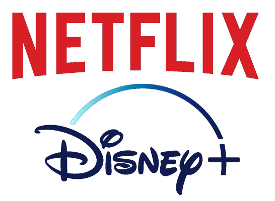 Logo Netflix a jeho největšího konkurenta Disney+
