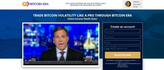 Podvodná reklama na Bitcoin ERA, která slibuje obrovské zisky
