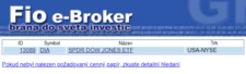 Vyhledání konkrétního ETF na platformě Fio e-Broker