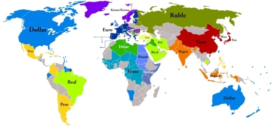 Mapa světových měn