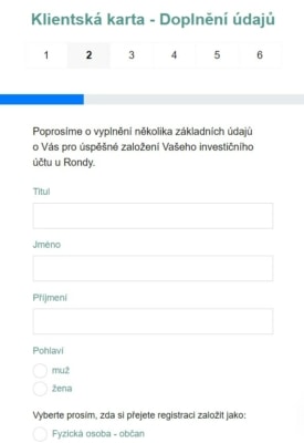 Registrace na crowdfundingové platformě RONDA INVEST – krok 3.