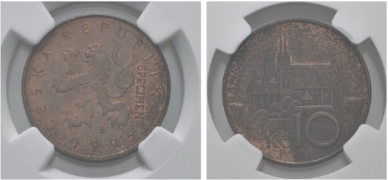 Mince 10 Kč 1995 se symbolem SPECIMEN