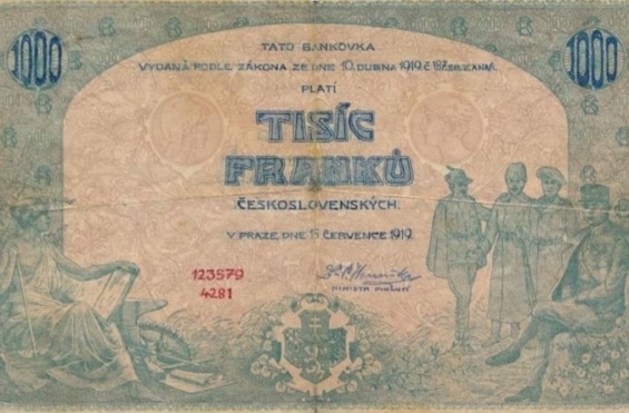 Bankovka 1000 franků československých 1919
