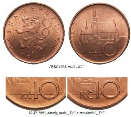 Mince desetikoruna 1993 ,,malé K