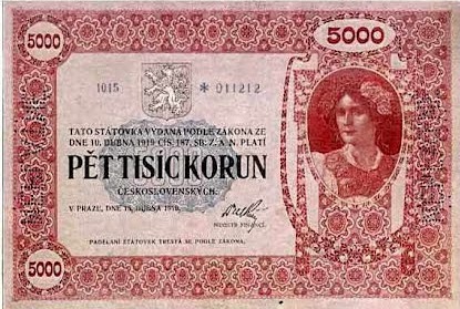 Bankovka pětitisícová státovka 1919