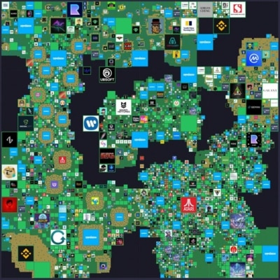 Mapa herního světa The Sandbox