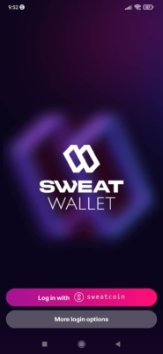 V aplikaci Sweat Wallet zvolte možnost přihlášení pomocí aplikace Sweatcoin