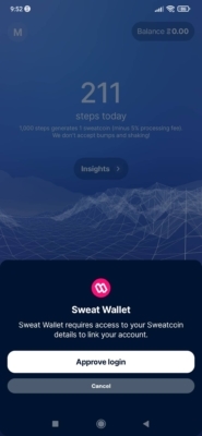 Sweatcoin approve Sweat Wallet