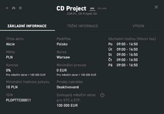 CD Projekt - info u XTB