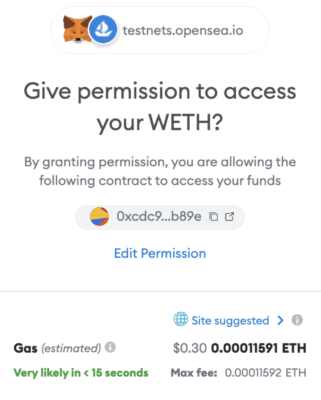 Metamask access permission