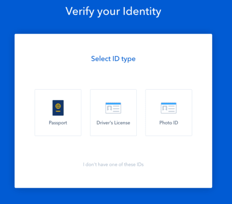 Coinbase KYC ID, řidičský průkaz nebo pas