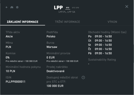 LPP akcie detail