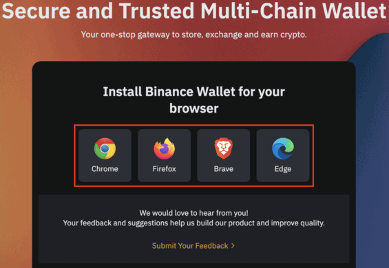 Podporované prohlížeče Binance Wallet