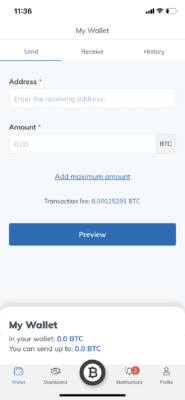 Bitcoinová peněženka v mobilní aplikaci LocalBitcoins