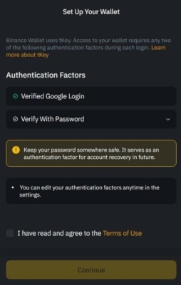 Po propojení s Google Účtem si vytvořte heslo
