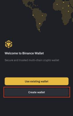 Založení peněženky v aplikaci Binance Wallet