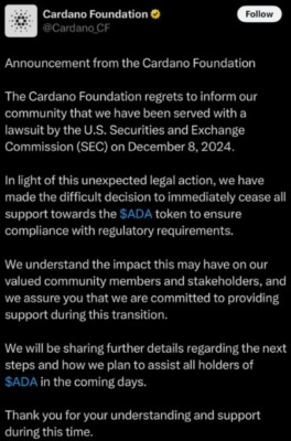 Účet Cardano Foundation se stal obětí hackera