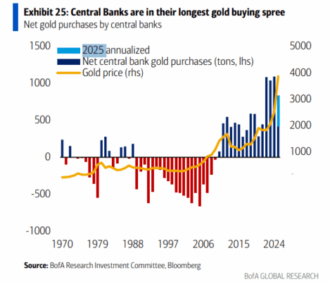 Nákupní horečka centrálních bank po zlatě nemá konce