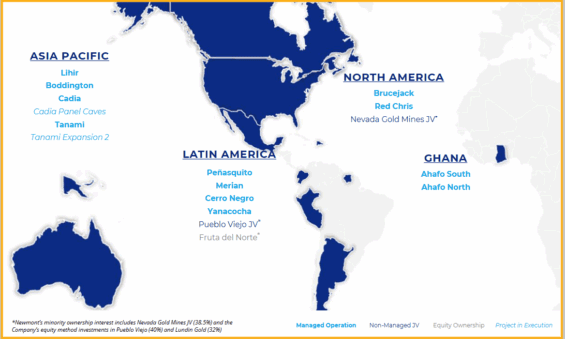 Lokace dolů Newmont corporation